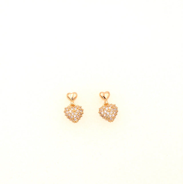 Gold Plated Heart Shaped Earrings with CZ Stones for Women