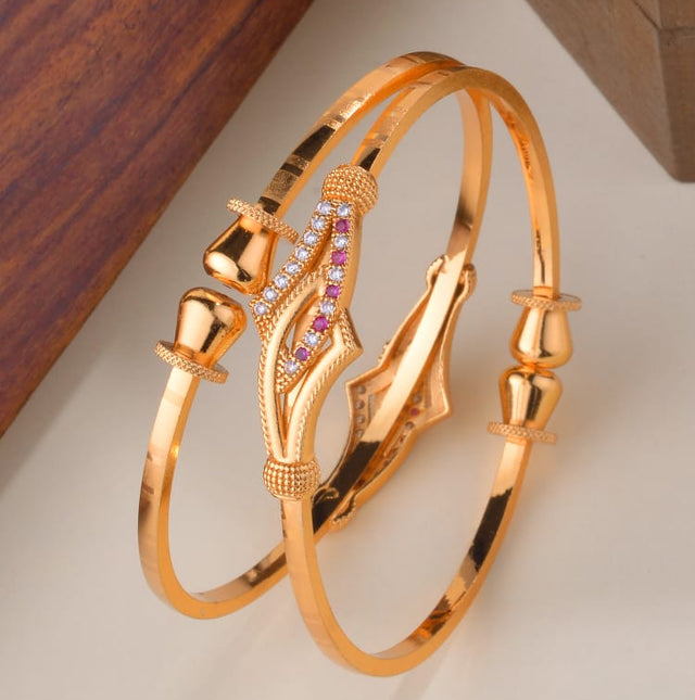 Enchanted Curve Ruby Gold Bangles