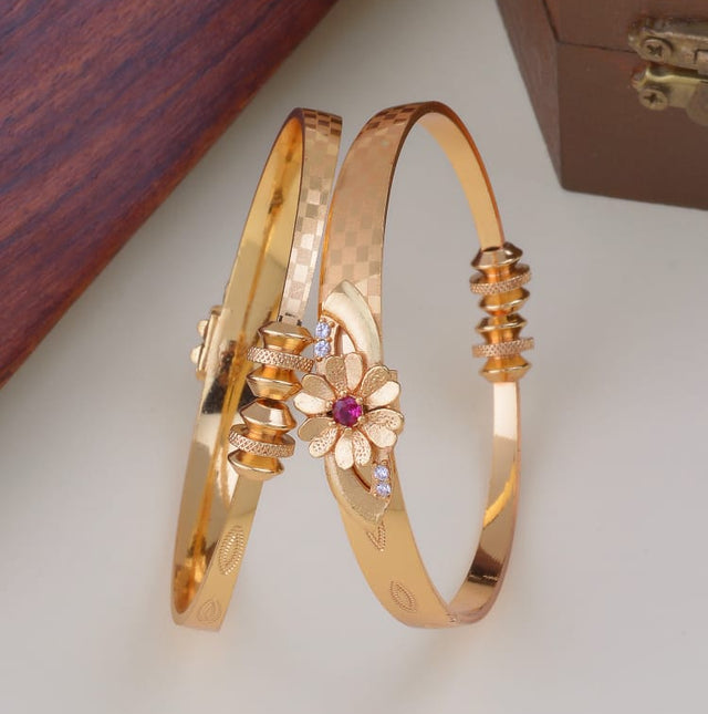 Floral Bliss Golden Bangles