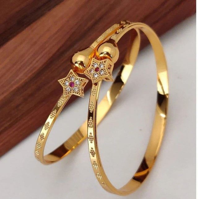 Twinkle & Shine: Starry Gold-Plated AD Bangles for a Dazzling Look!