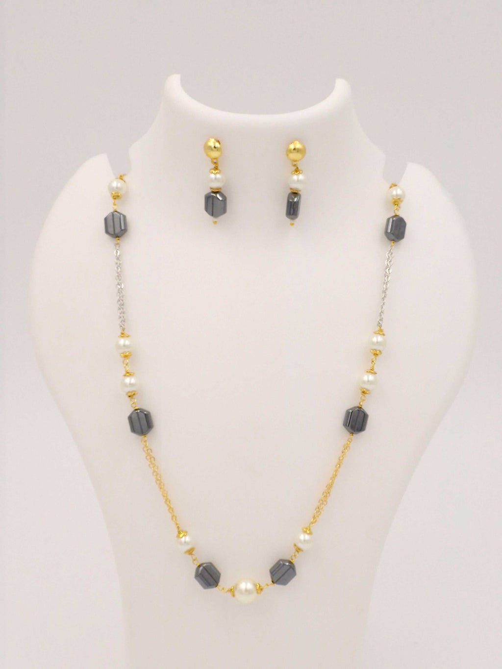 Pearl Beaded Necklace & Earrings Set for Women and Girls
