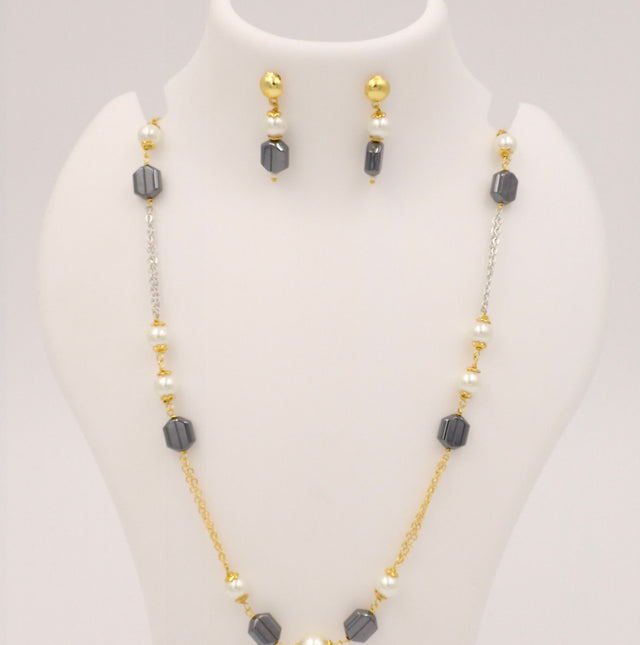 Pearl Beaded Necklace & Earrings Set for Women and Girls