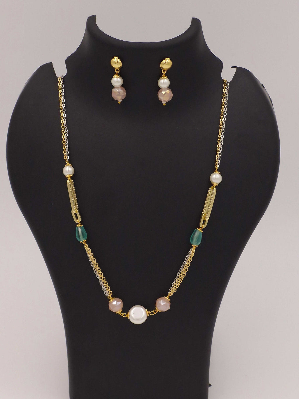 Pearl Beaded Necklace & Earrings Set for Women and Girls