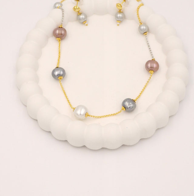 Pearl Beaded Necklace & Earrings Set for Women and Girls | Stylish Gold Chain Jewellery Combo