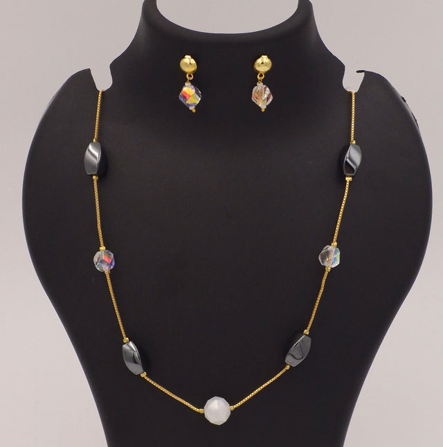 Pearl Beaded Necklace & Earrings Set for Women and Girls