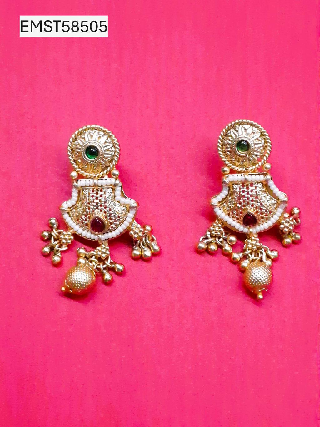 Traditional Gold-Plated Necklace Set with Earrings for Women
