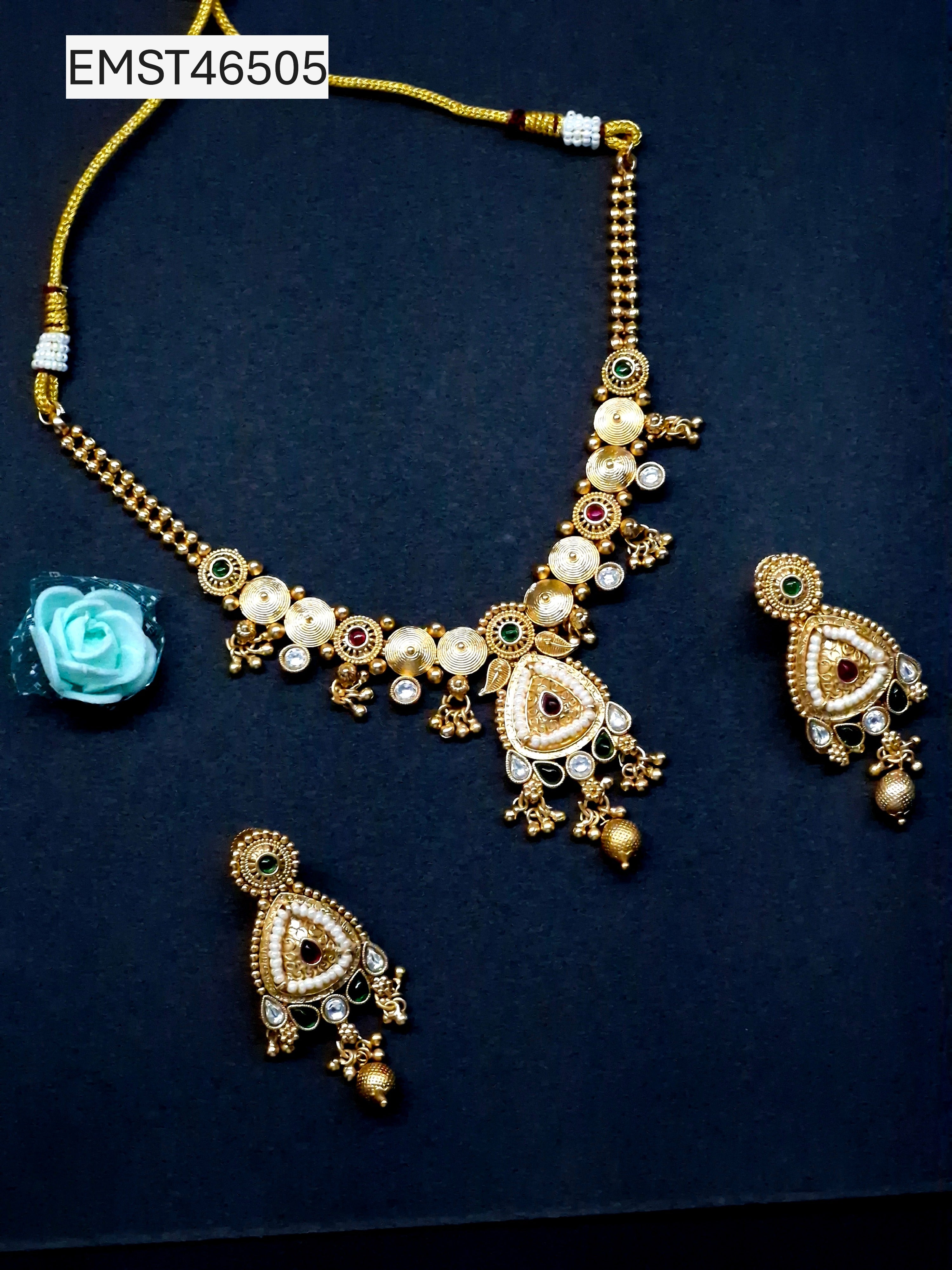 Designer Gold Plated Pearl Necklace Set with Earrings – Bridal & Festive Jewellery