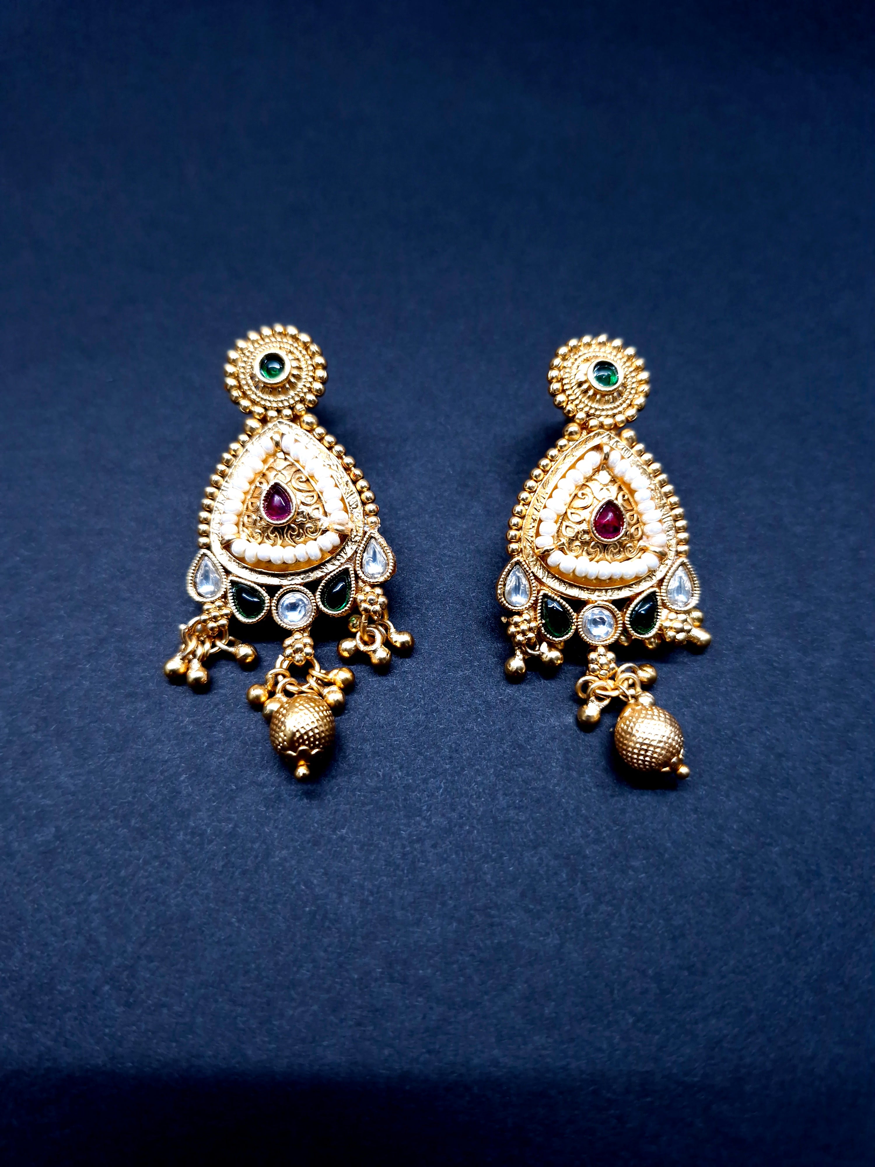 Designer Gold Plated Pearl Necklace Set with Earrings – Bridal & Festive Jewellery