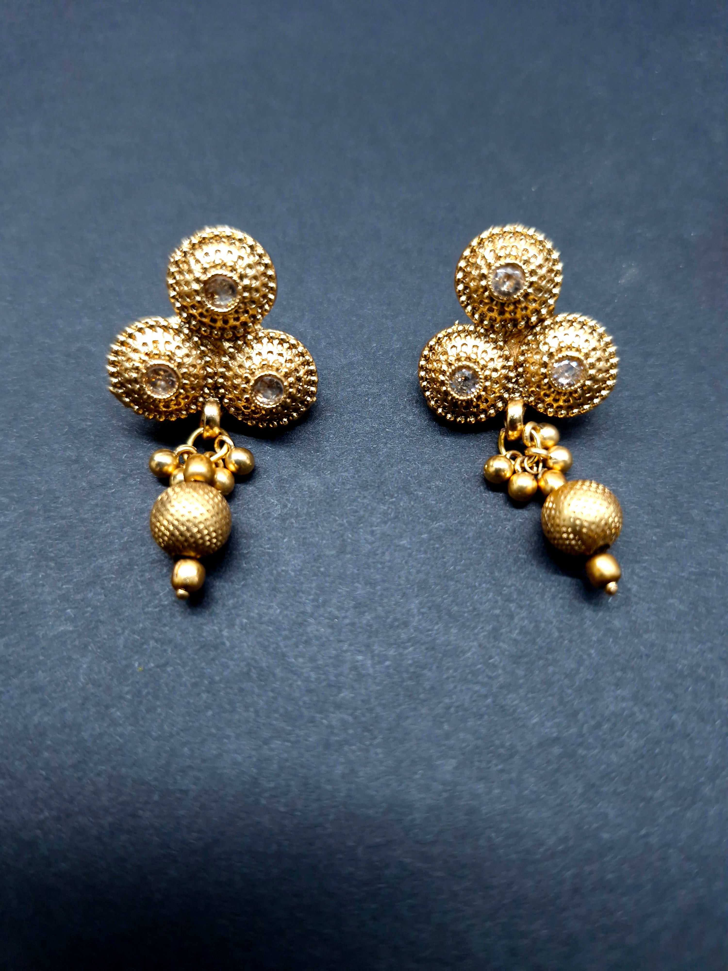 Gold Plated Coin Necklace Set with Jhumka Earrings – Traditional Temple Jewellery