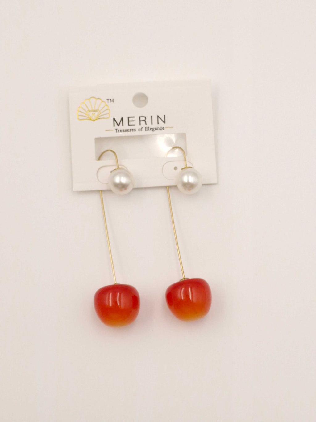 Trendy Pearl & Cherry Drop Earrings for Women – Stylish Long Dangle Earrings