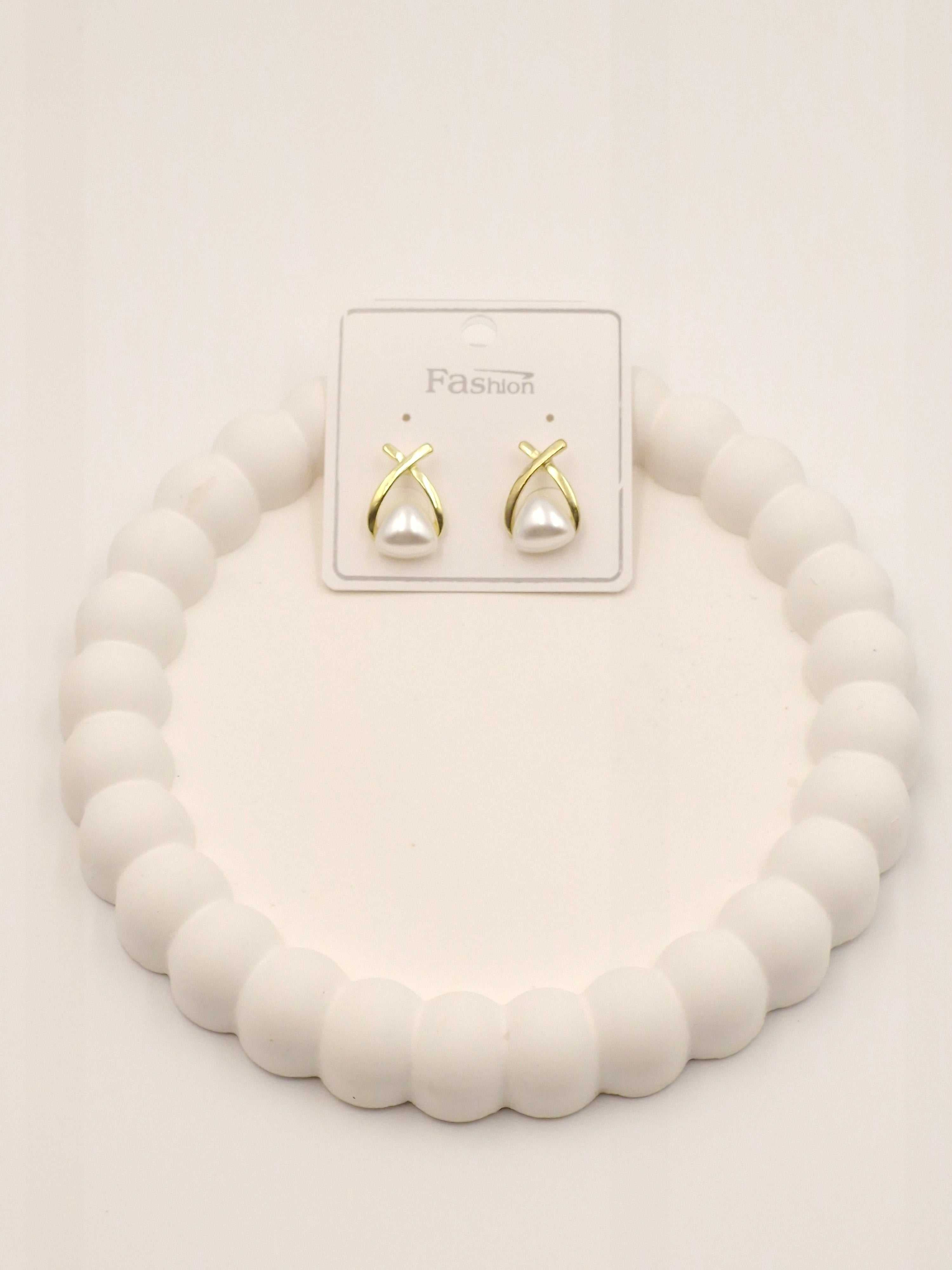 Gold Plated Pearl Stud Earrings for Women | Stylish Daily Wear Jewellery