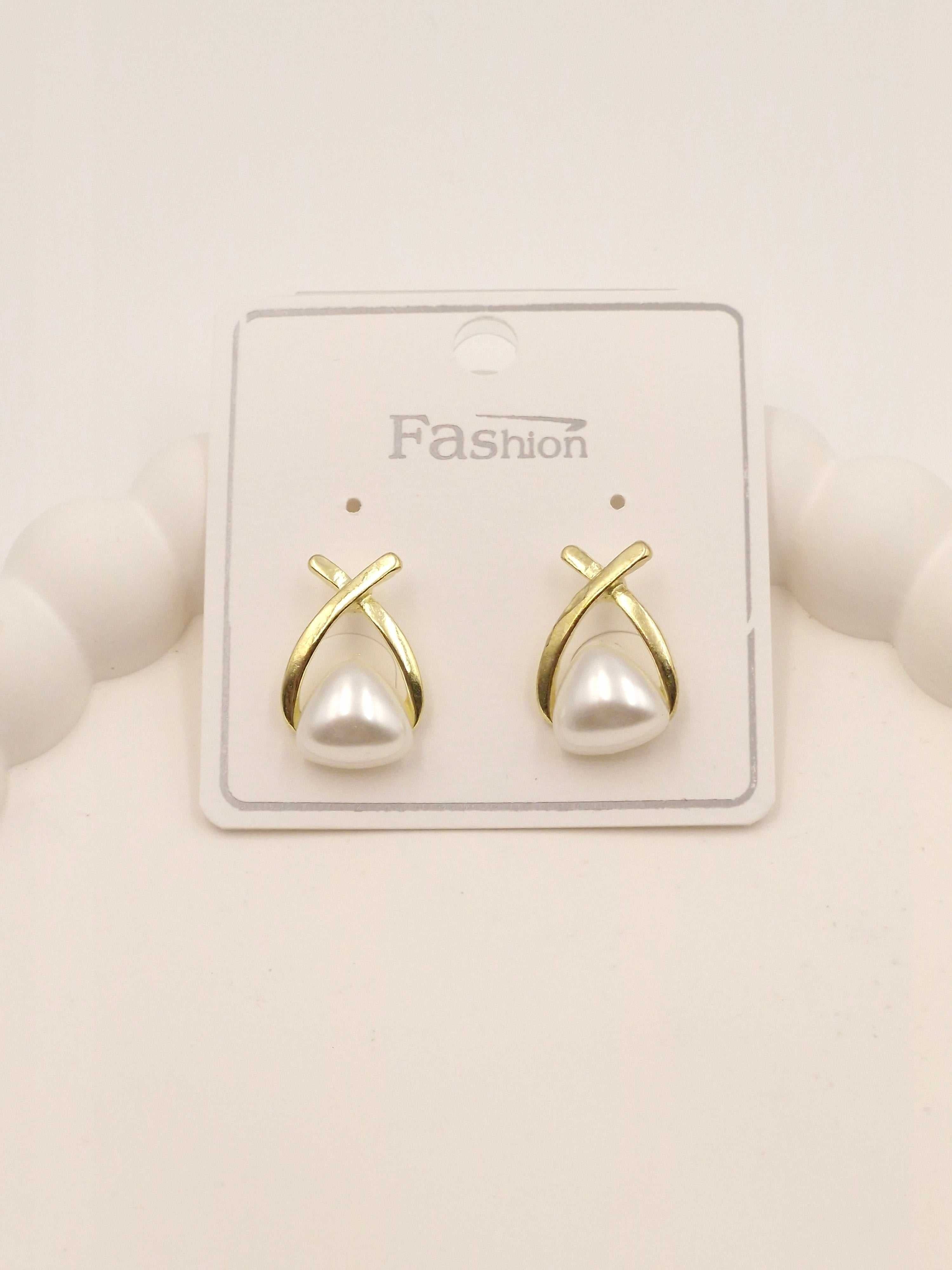 Gold Plated Pearl Stud Earrings for Women | Stylish Daily Wear Jewellery