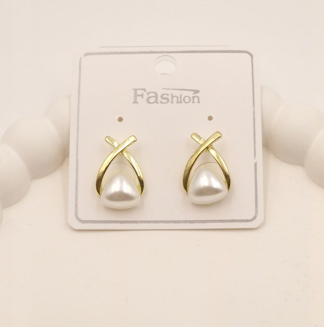 Gold Plated Pearl Stud Earrings for Women | Stylish Daily Wear Jewellery