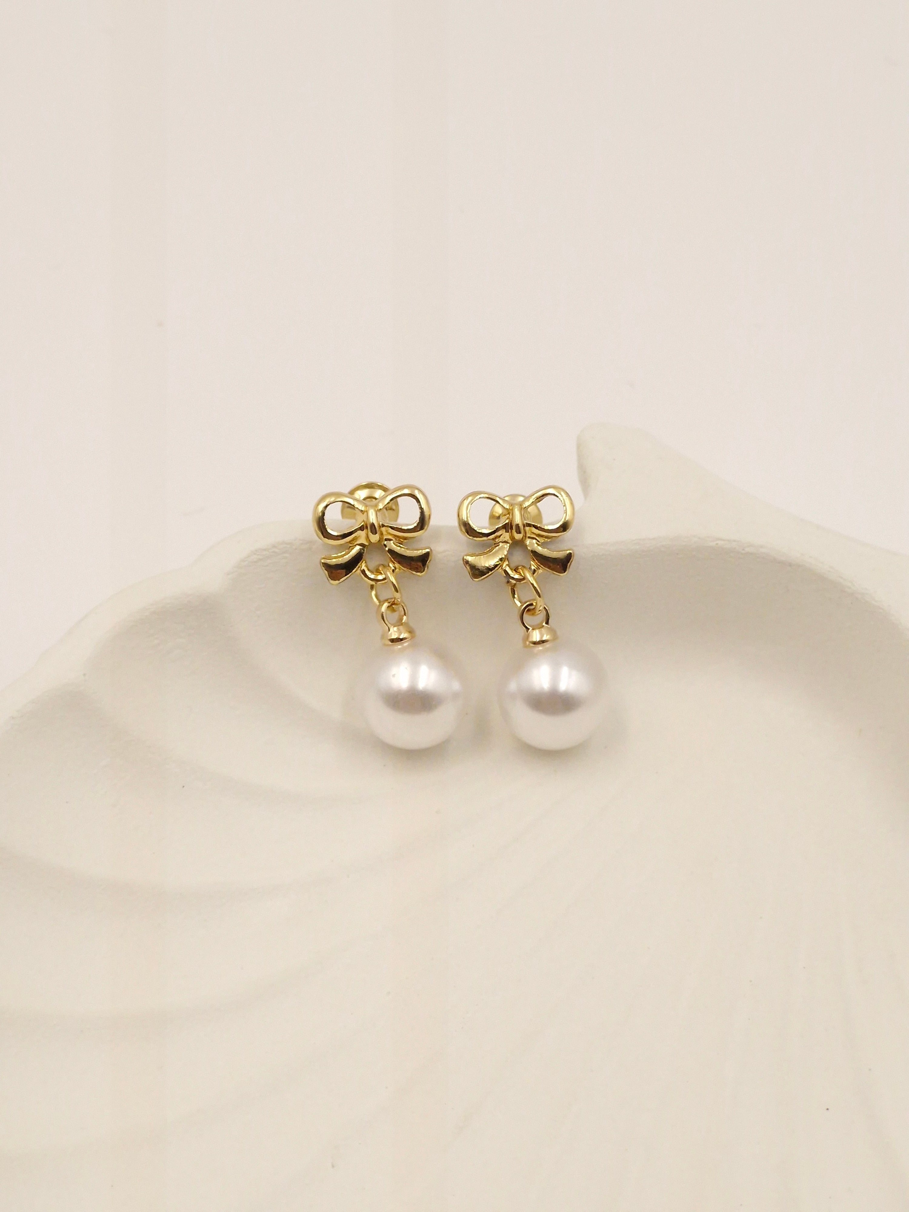 Dainty Bow Knot Pearl Drop Earrings – Cute & Trendy Jewelry for Women