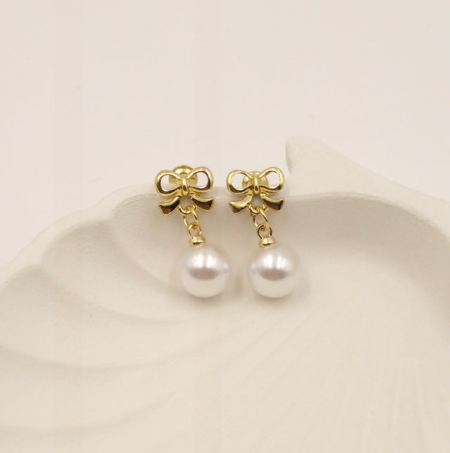 Dainty Bow Knot Pearl Drop Earrings – Cute & Trendy Jewelry for Women
