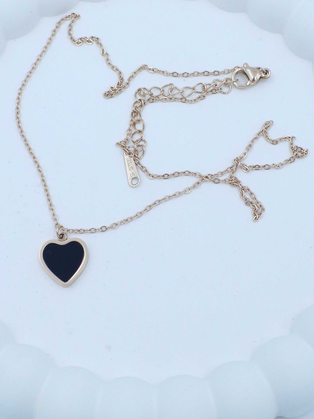 Black Clover Pendant Necklace for Women | Rose Gold Stainless Steel Chain | Anti-Tarnish Fashion Jewellery