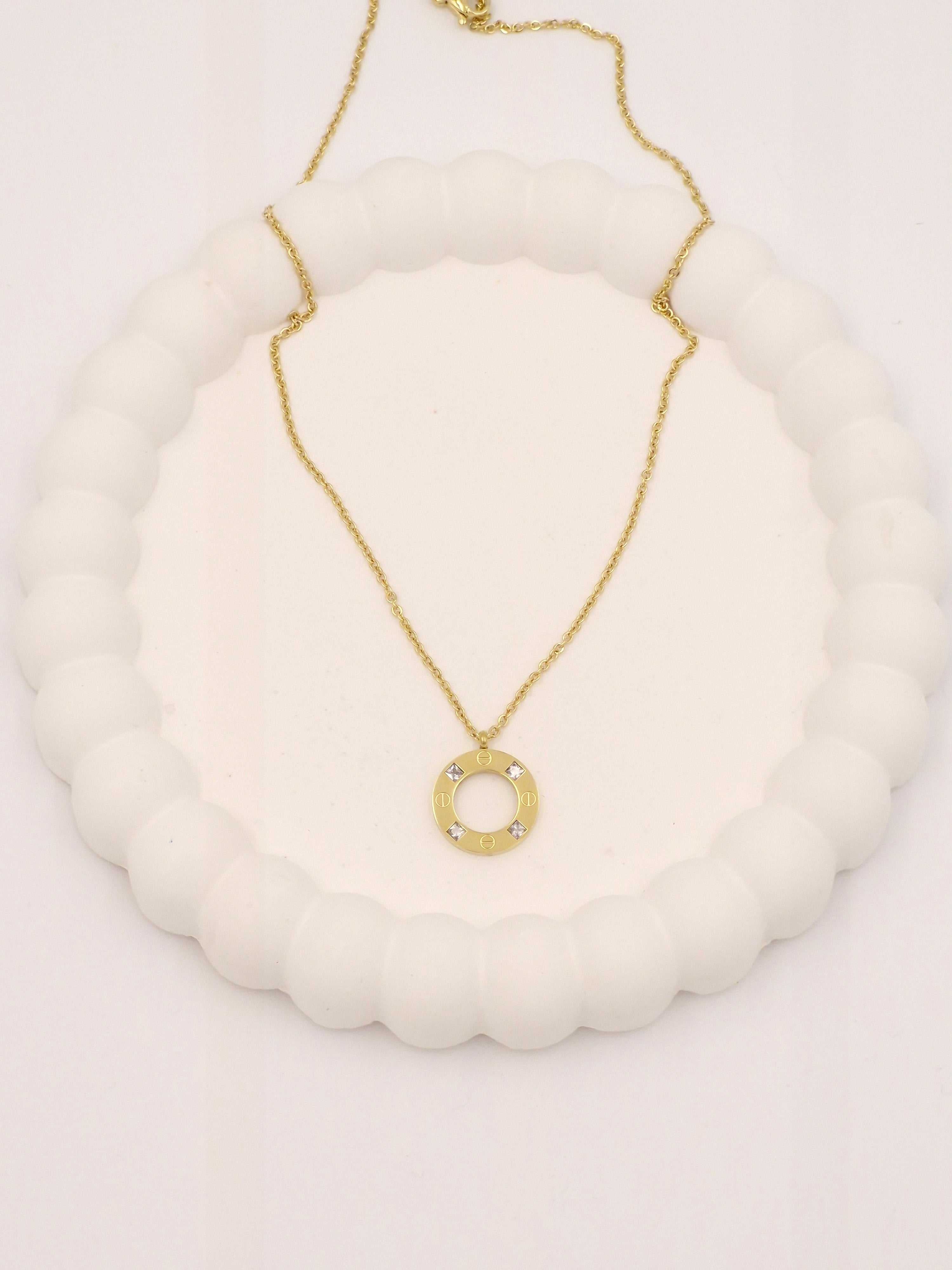 Cartier-Style Stainless Steel Gold Necklace for Women – Anti-Tarnish, Premium Quality