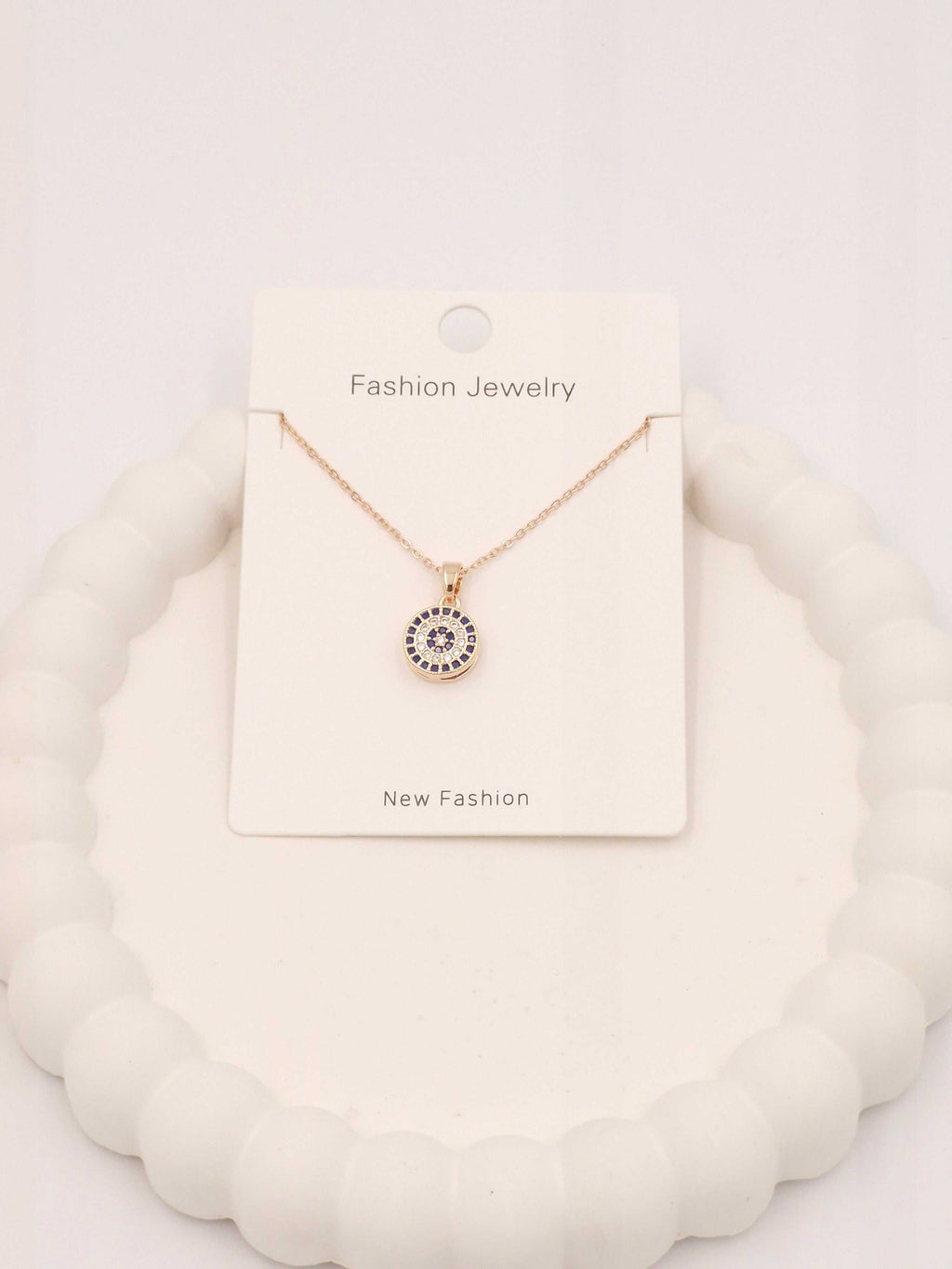 Rose Gold Evil Eye Pendant Necklace with Blue Crystal – Fashion Jewellery