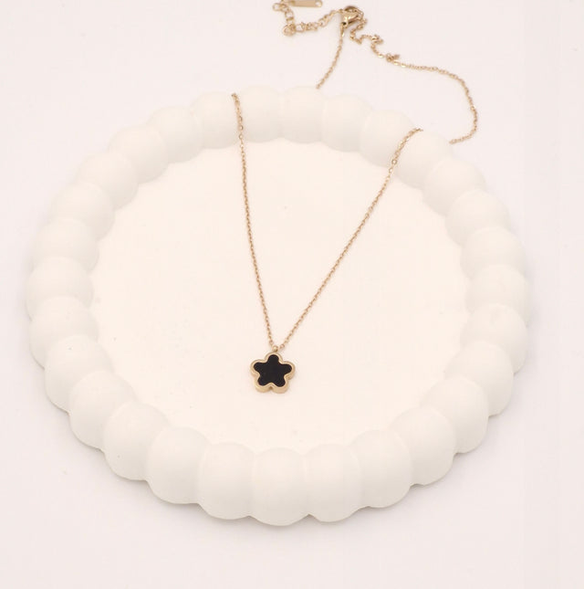 Black Clover Pendant Necklace for Women | Rose Gold Stainless Steel Chain | Anti-Tarnish Fashion Jewellery
