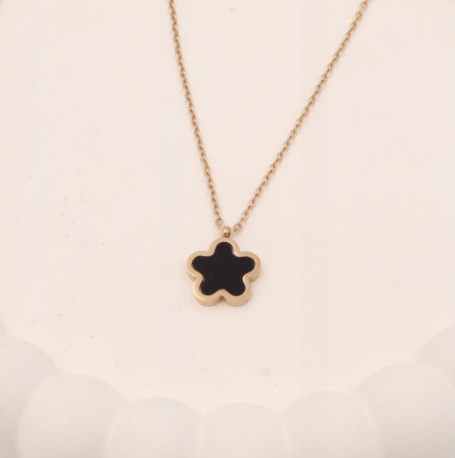 Black Clover Pendant Necklace for Women | Rose Gold Stainless Steel Chain | Anti-Tarnish Fashion Jewellery