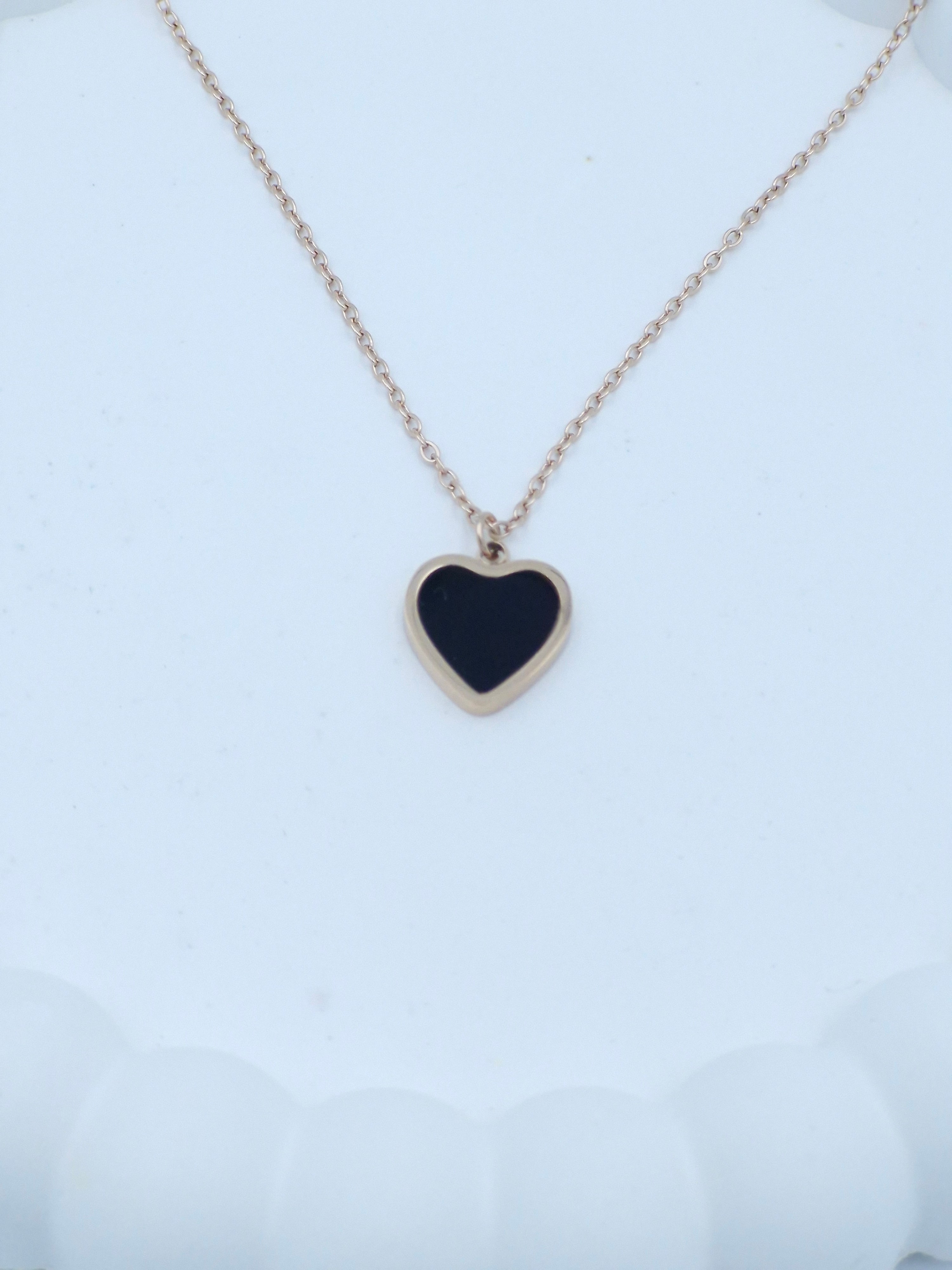 Black Clover Pendant Necklace for Women | Rose Gold Stainless Steel Chain | Anti-Tarnish Fashion Jewellery