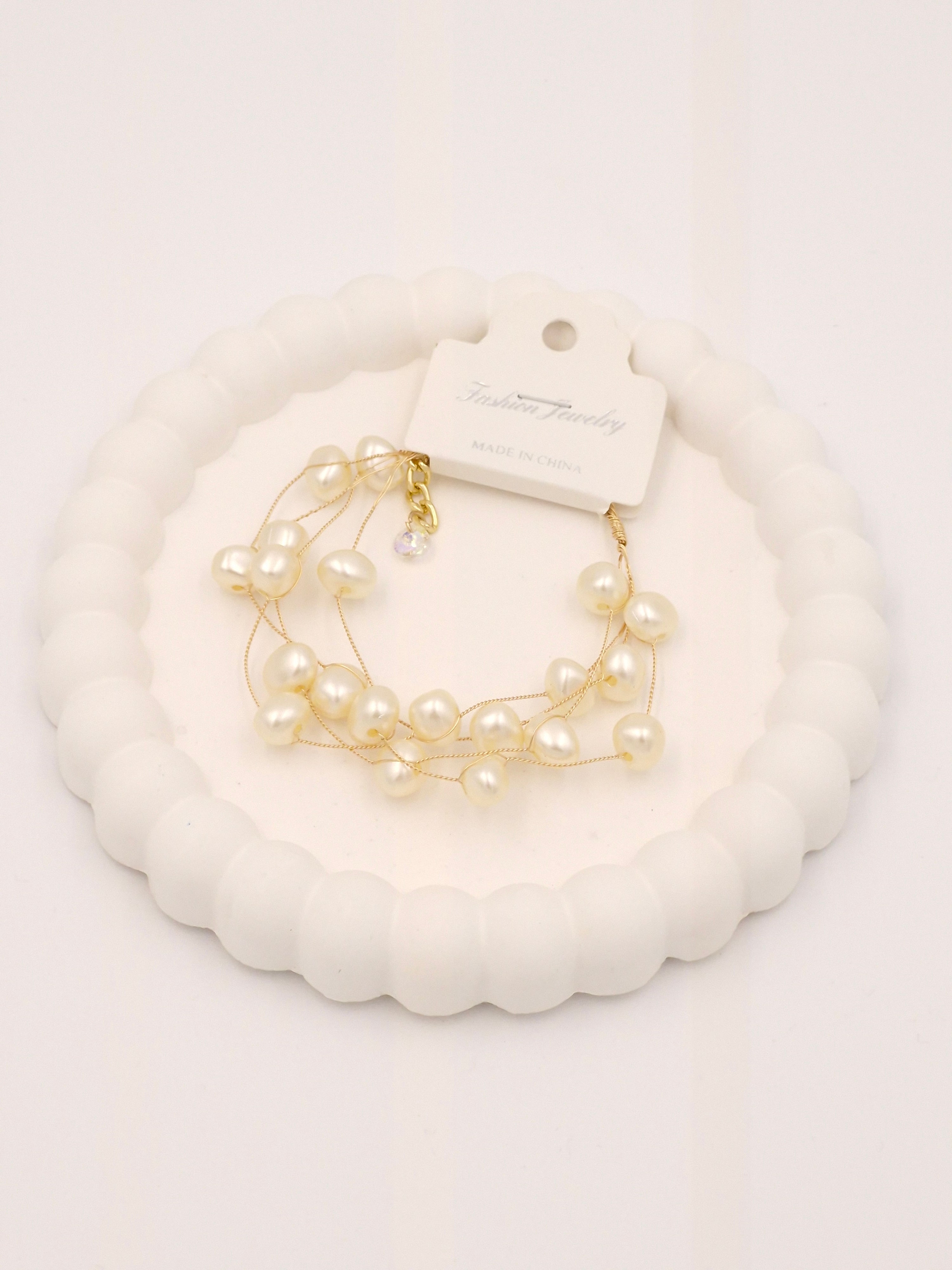 Premium Gold Plated Multi Layer Pearl Bracelet for Women & Girls | High Quality Adjustable Jewelry