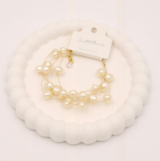 Premium Gold Plated Multi Layer Pearl Bracelet for Women & Girls | High Quality Adjustable Jewelry