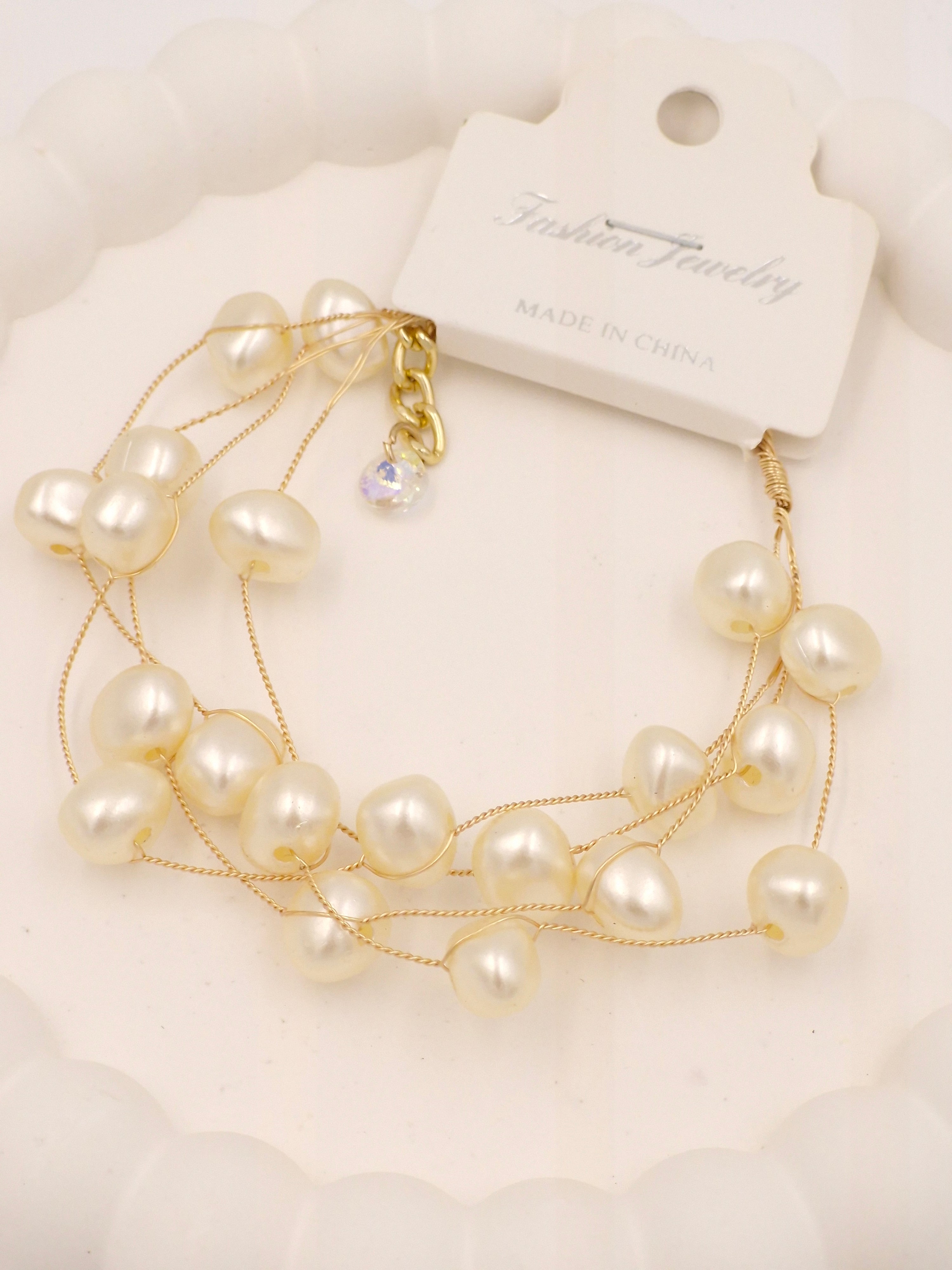 Premium Gold Plated Multi Layer Pearl Bracelet for Women & Girls | High Quality Adjustable Jewelry