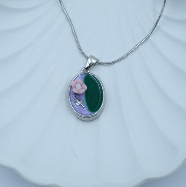 Grace Oval Minakari Floral Pendant Necklace | Stainless Steel | Anti-Tarnish