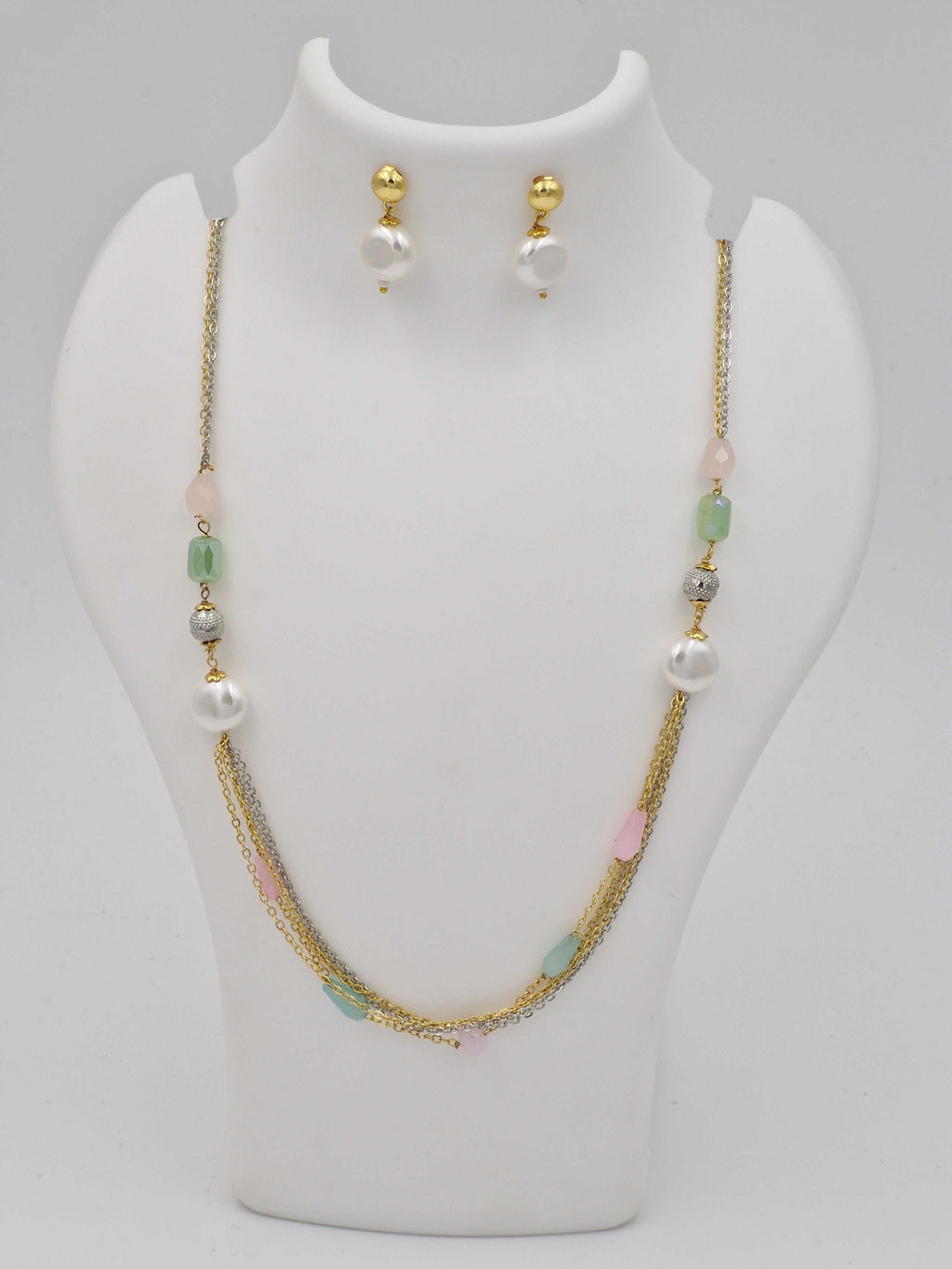 Pearl Beaded Necklace & Earrings Set for Women and Girls