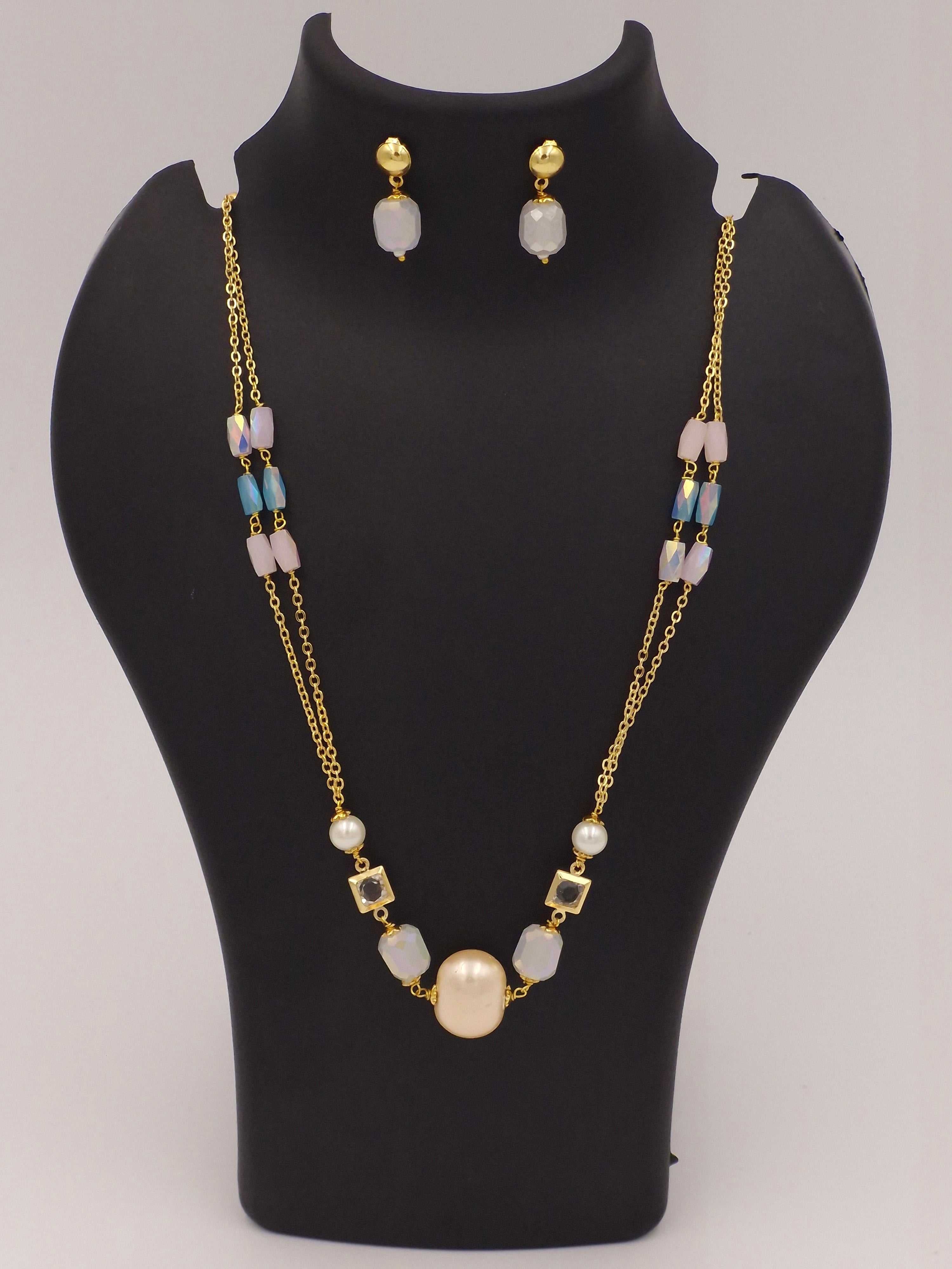 Pearl Beaded Necklace & Earrings Set for Women and Girls | Stylish Gold Chain Jewellery Combo