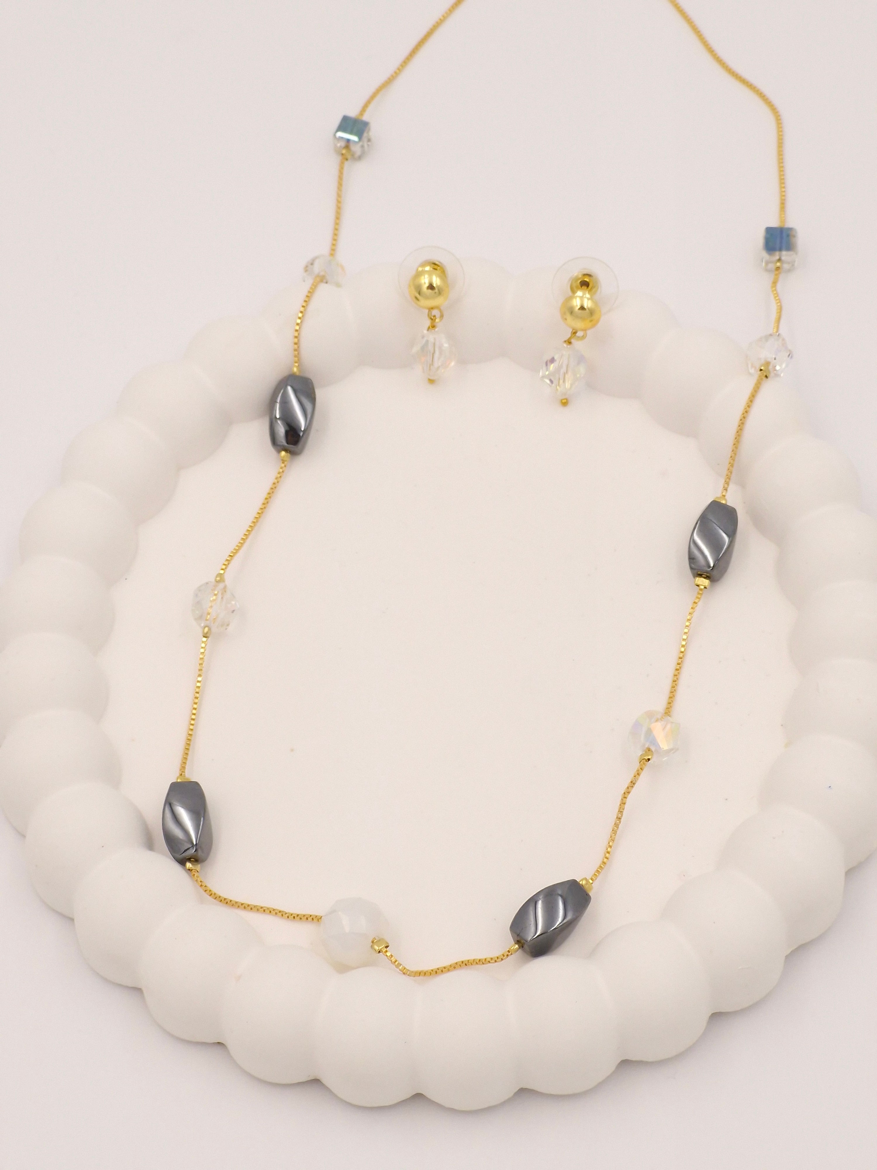 Pearl Beaded Necklace & Earrings Set for Women and Girls