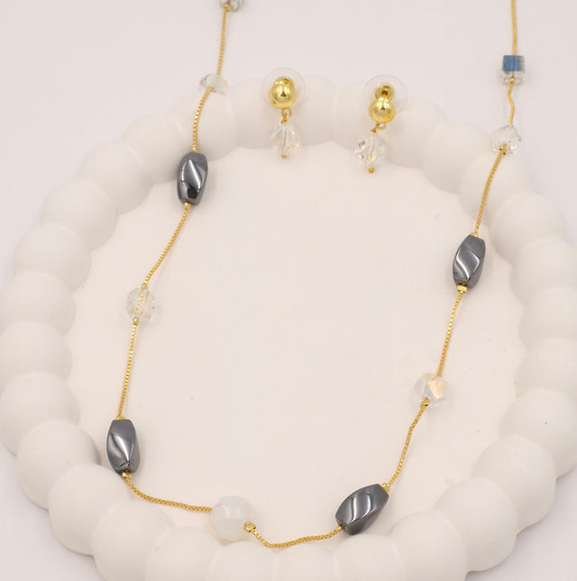 Pearl Beaded Necklace & Earrings Set for Women and Girls