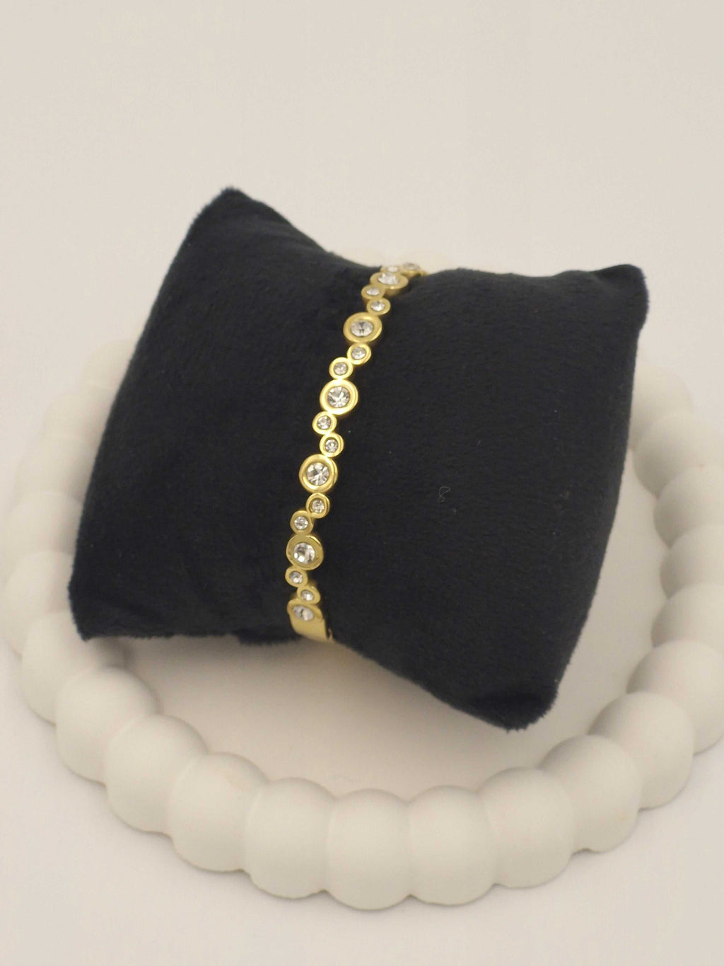 Anti-Tarnish Stainless Steel Bubble Bangle Bracelet with Crystals