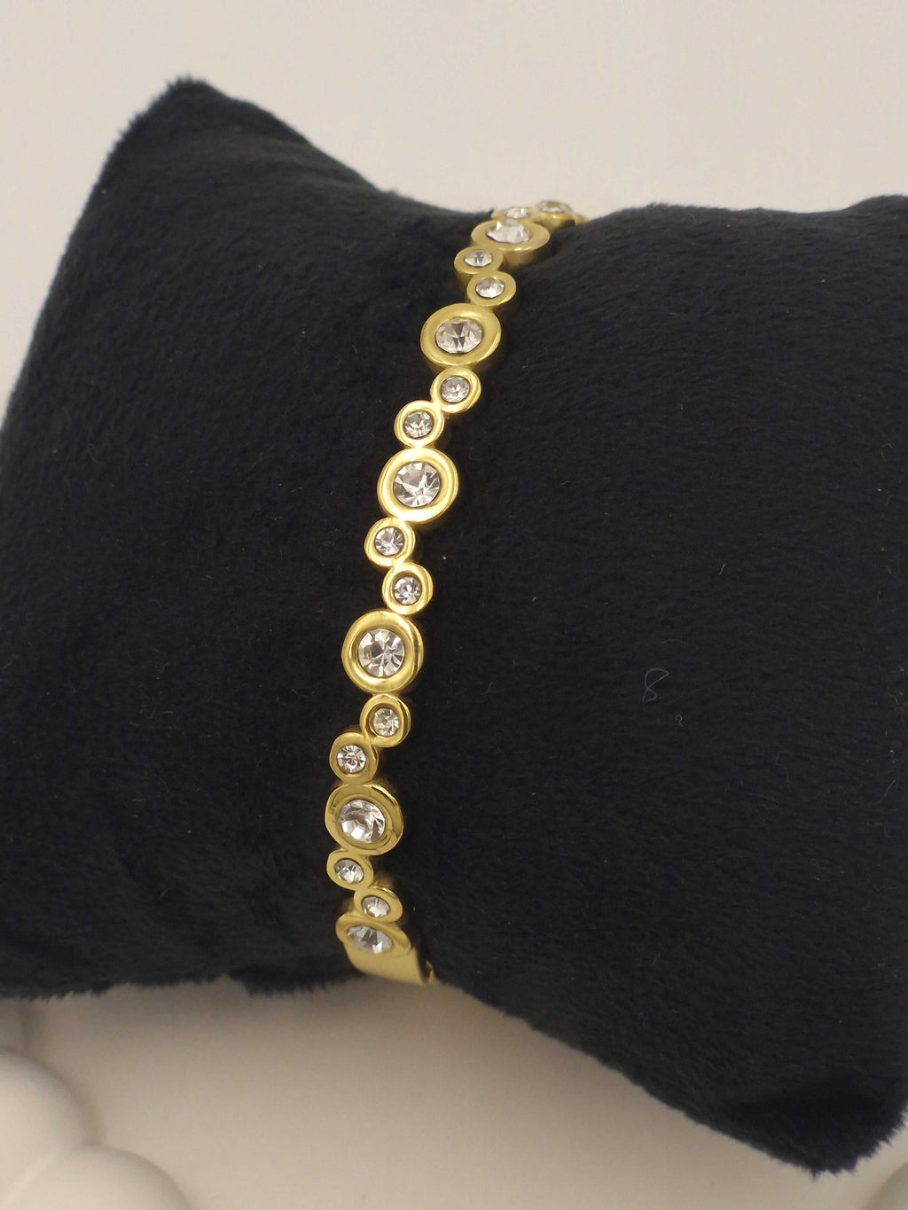 Anti-Tarnish Stainless Steel Bubble Bangle Bracelet with Crystals