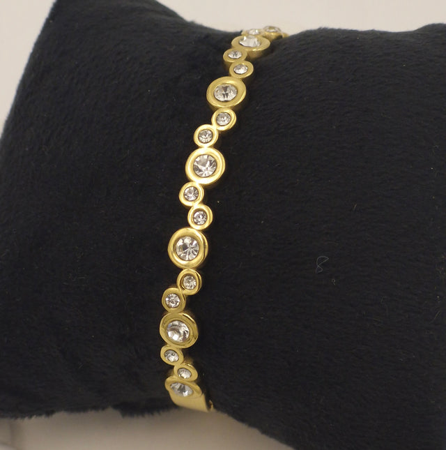 Anti-Tarnish Stainless Steel Bubble Bangle Bracelet with Crystals