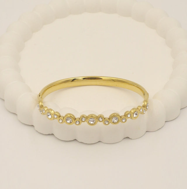 Anti-Tarnish Stainless Steel Bubble Bangle Bracelet with Crystals