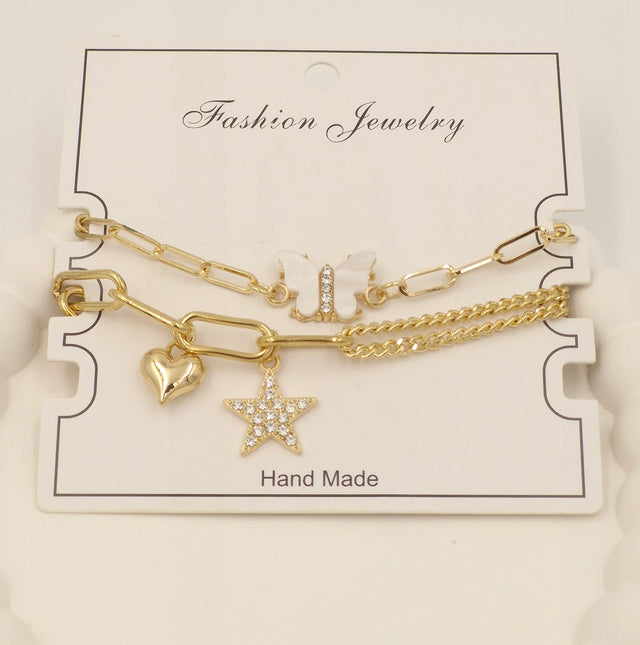 Trendy Gold Charm Bracelet for Women & Girls – Stylish Layered Fashion Jewellery