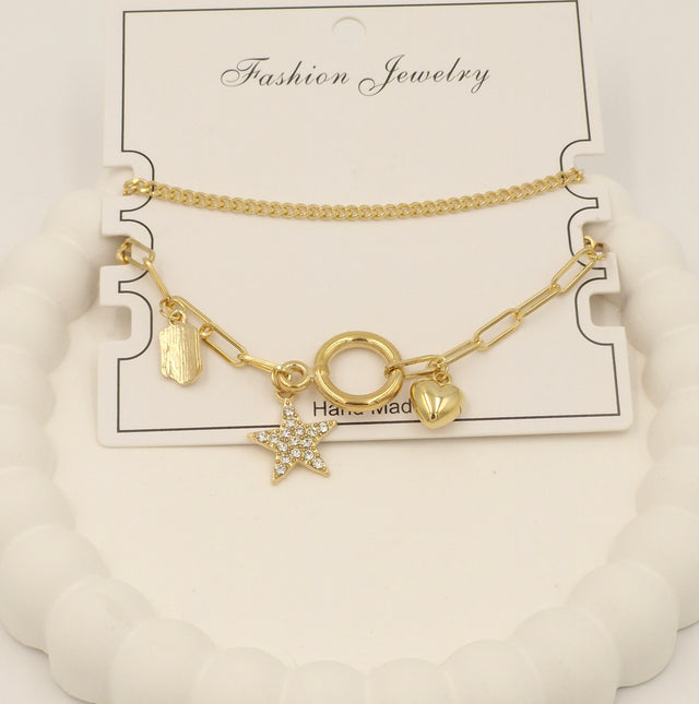 Trendy Gold Charm Bracelet for Women & Girls – Stylish Layered Fashion Jewellery