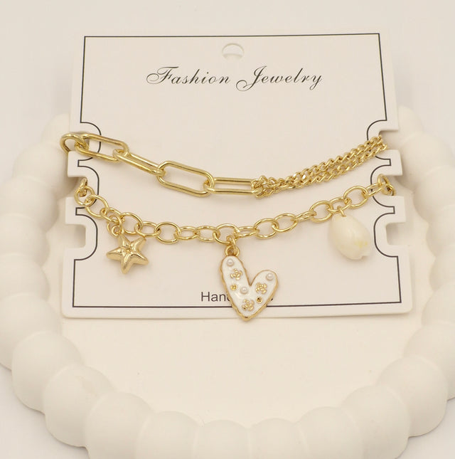 Trendy Gold Charm Bracelet for Women & Girls – Stylish Layered Fashion Jewellery