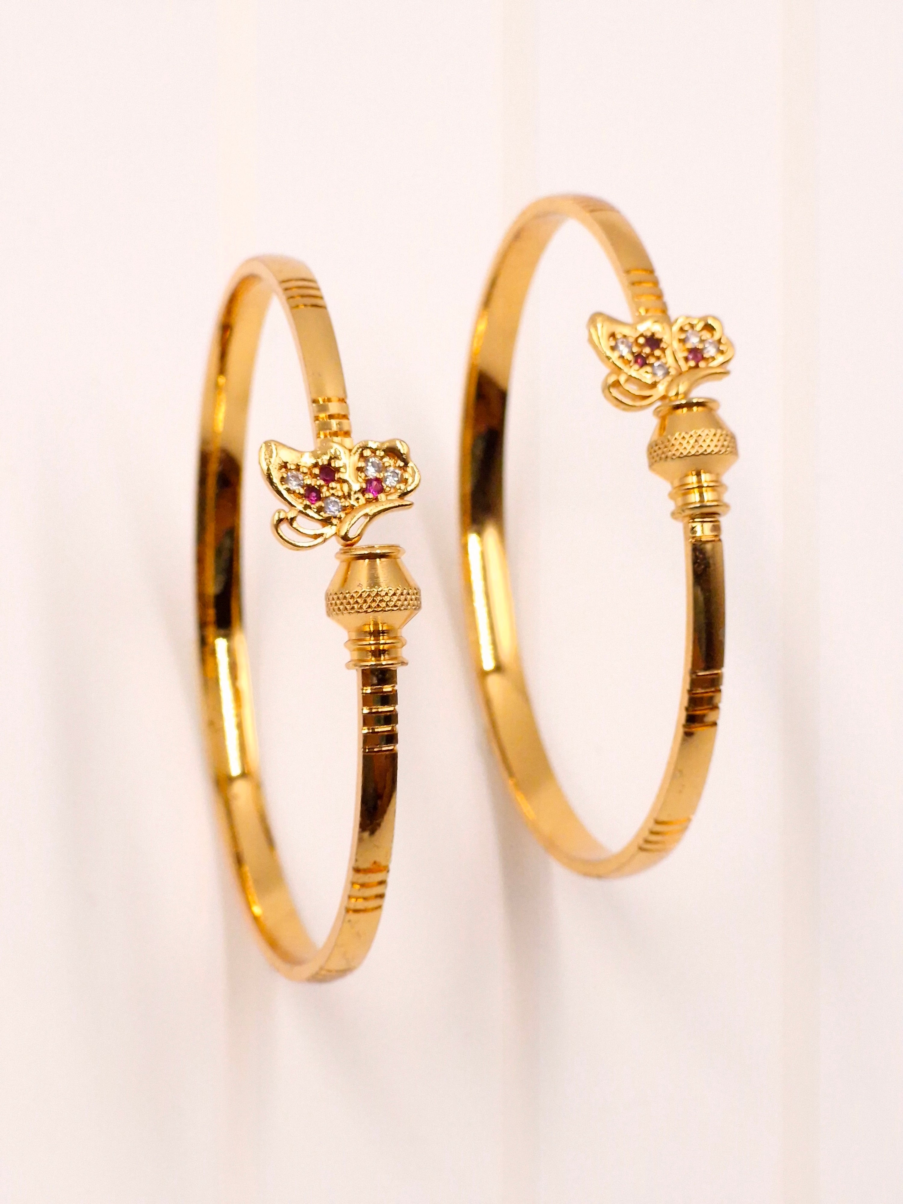 Gold Plated Butterfly Stone Openable Bangles for Women & Girls | Stylish Kada with Multicolour Stones | Daily & Festive Wear