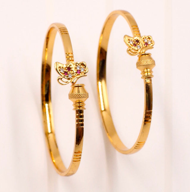 Gold Plated Butterfly Stone Openable Bangles for Women & Girls | Stylish Kada with Multicolour Stones | Daily & Festive Wear