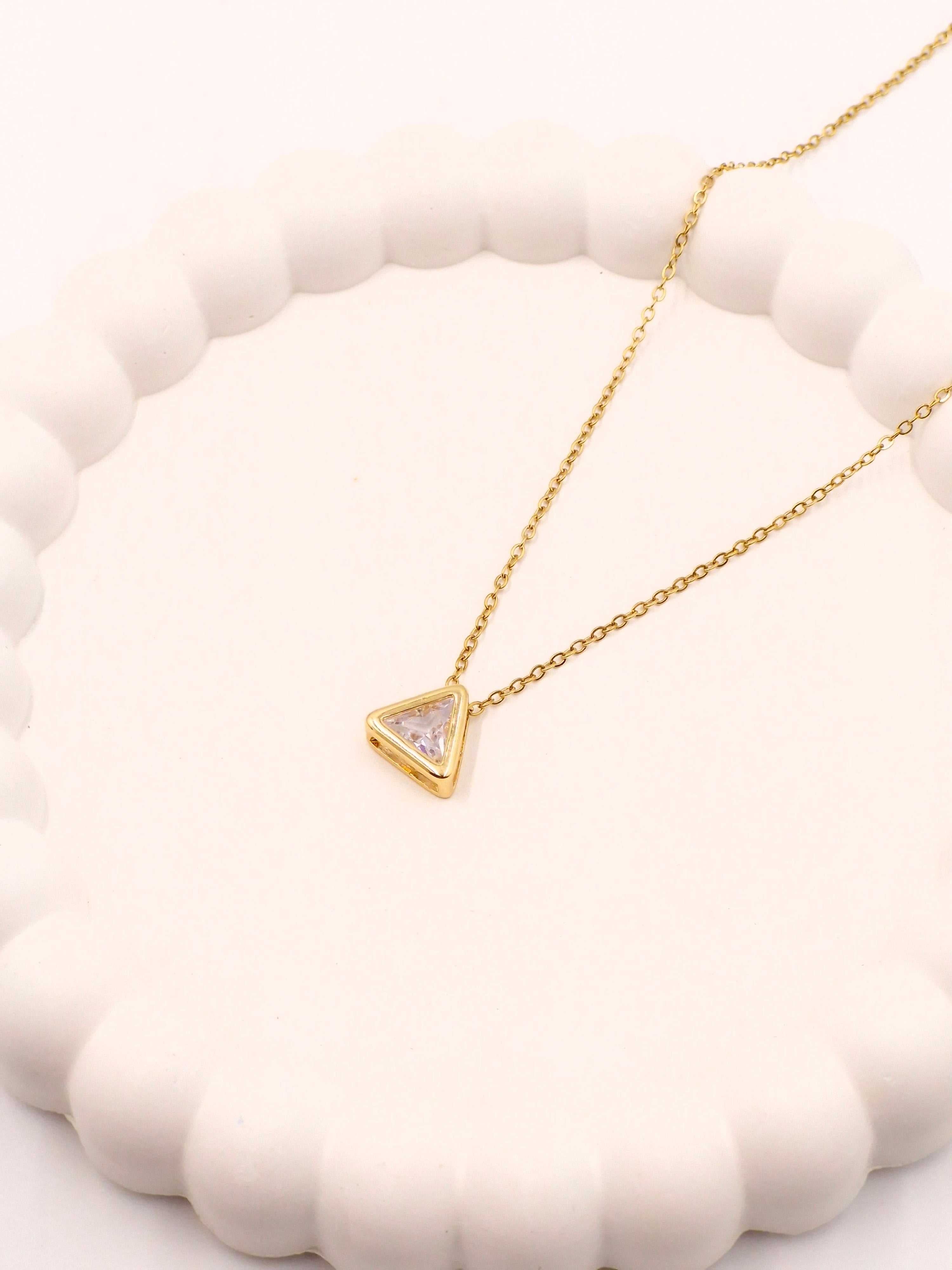 Daily Wear Gold Triangle Locket | Anti-Tarnish Stainless Steel Chain