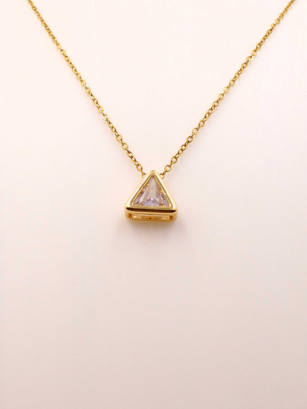 Daily Wear Gold Triangle Locket | Anti-Tarnish Stainless Steel Chain