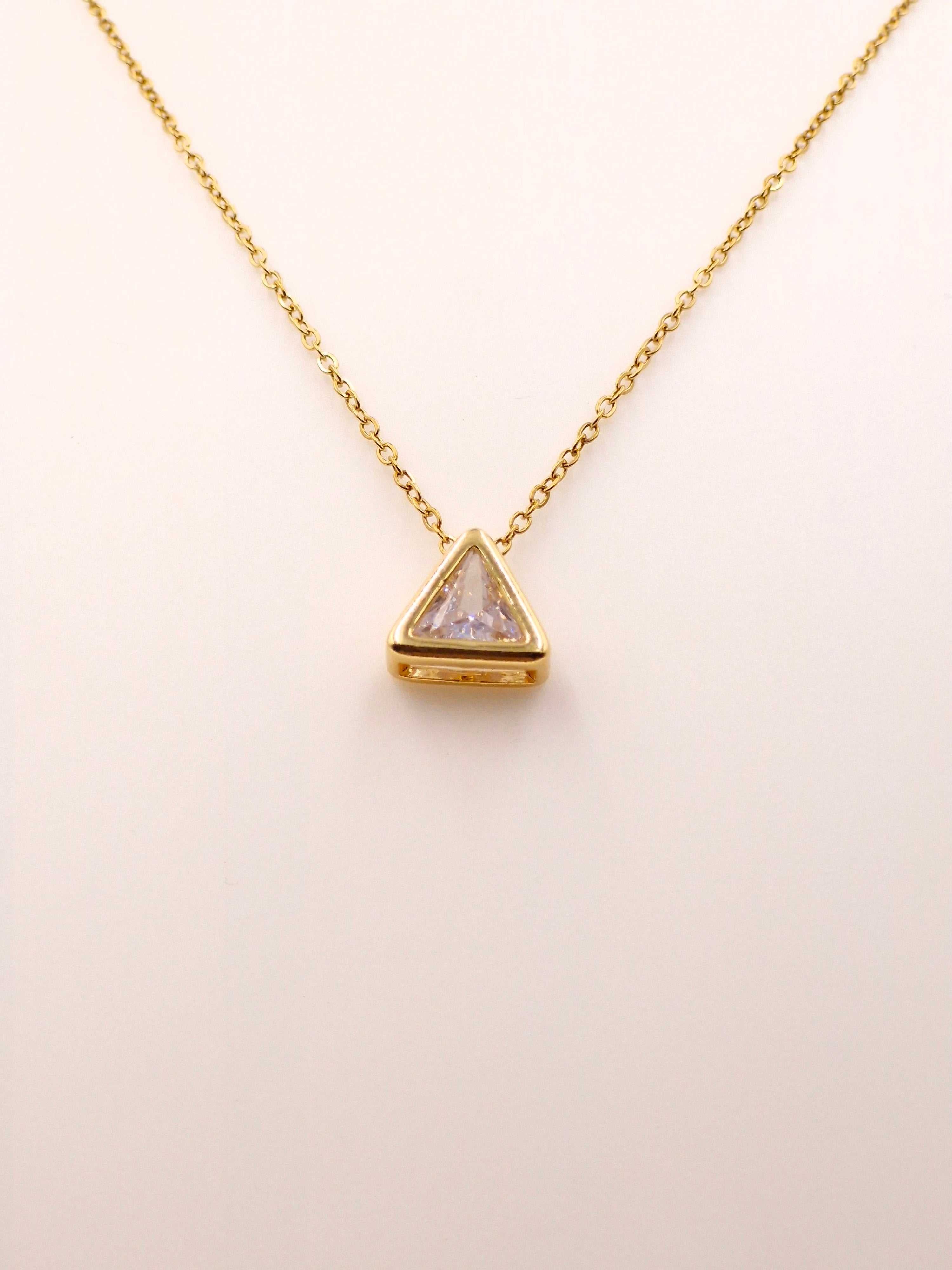Daily Wear Gold Triangle Locket | Anti-Tarnish Stainless Steel Chain