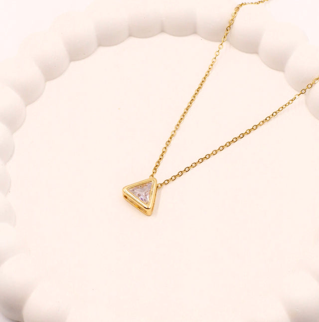 Daily Wear Gold Triangle Locket | Anti-Tarnish Stainless Steel Chain