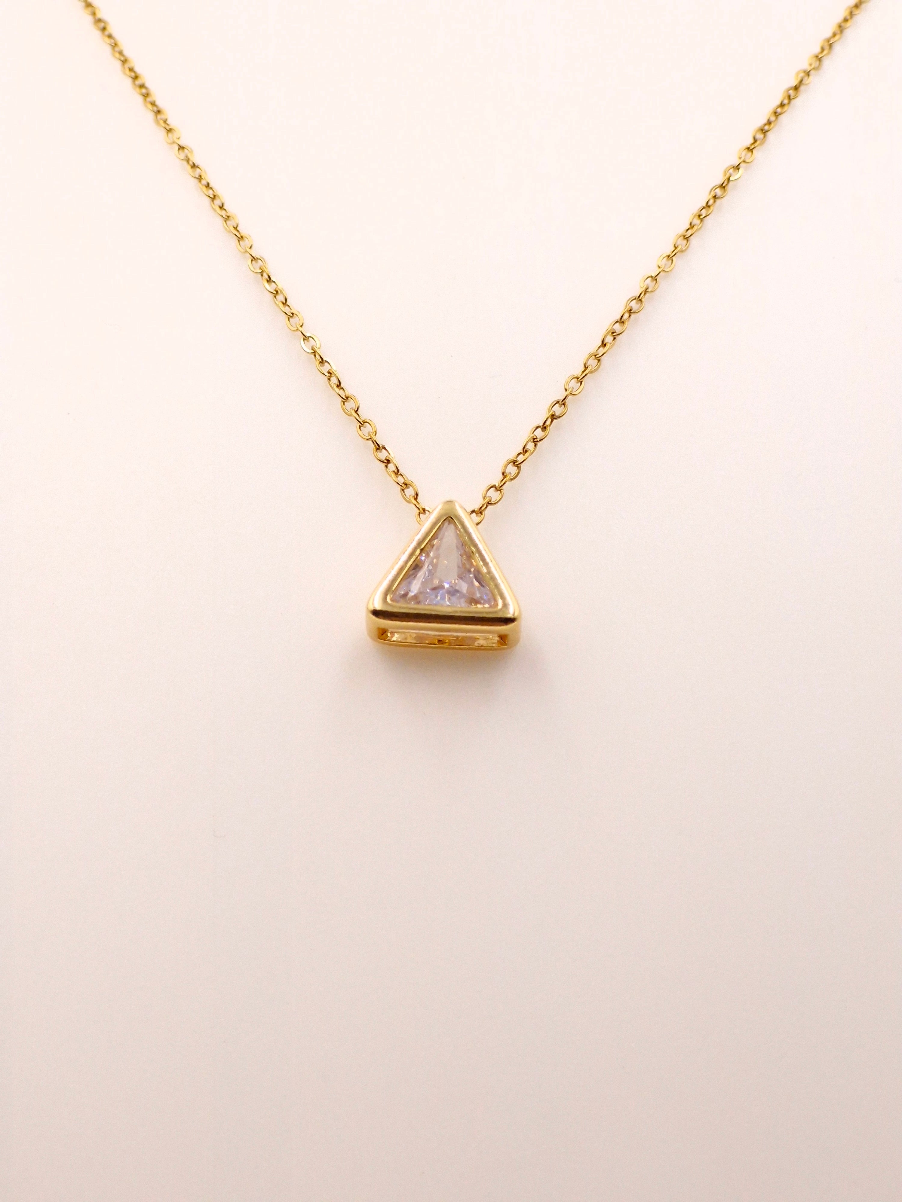Daily Wear Gold Triangle Locket | Anti-Tarnish Stainless Steel Chain