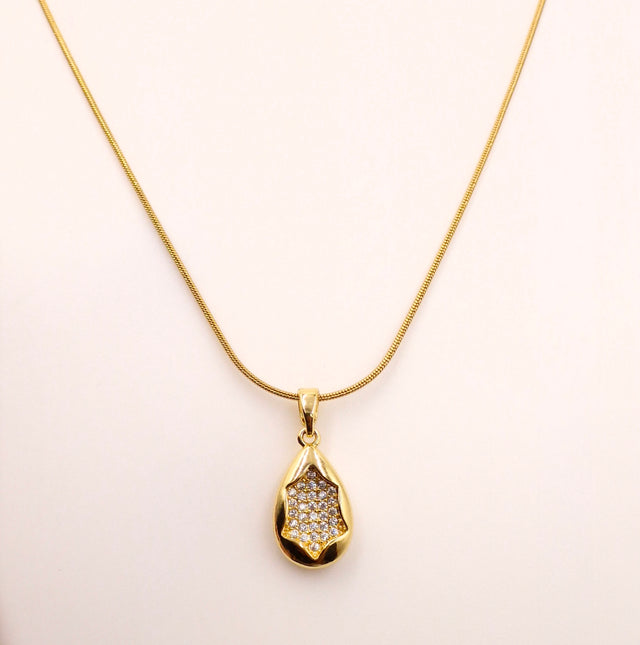 Sparkling Pave Teardrop Necklace | Anti-Tarnish Snake Chain