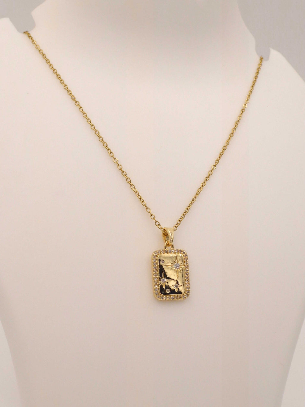 Celestial Starburst Tag Necklace | Anti-Tarnish Daily Wear