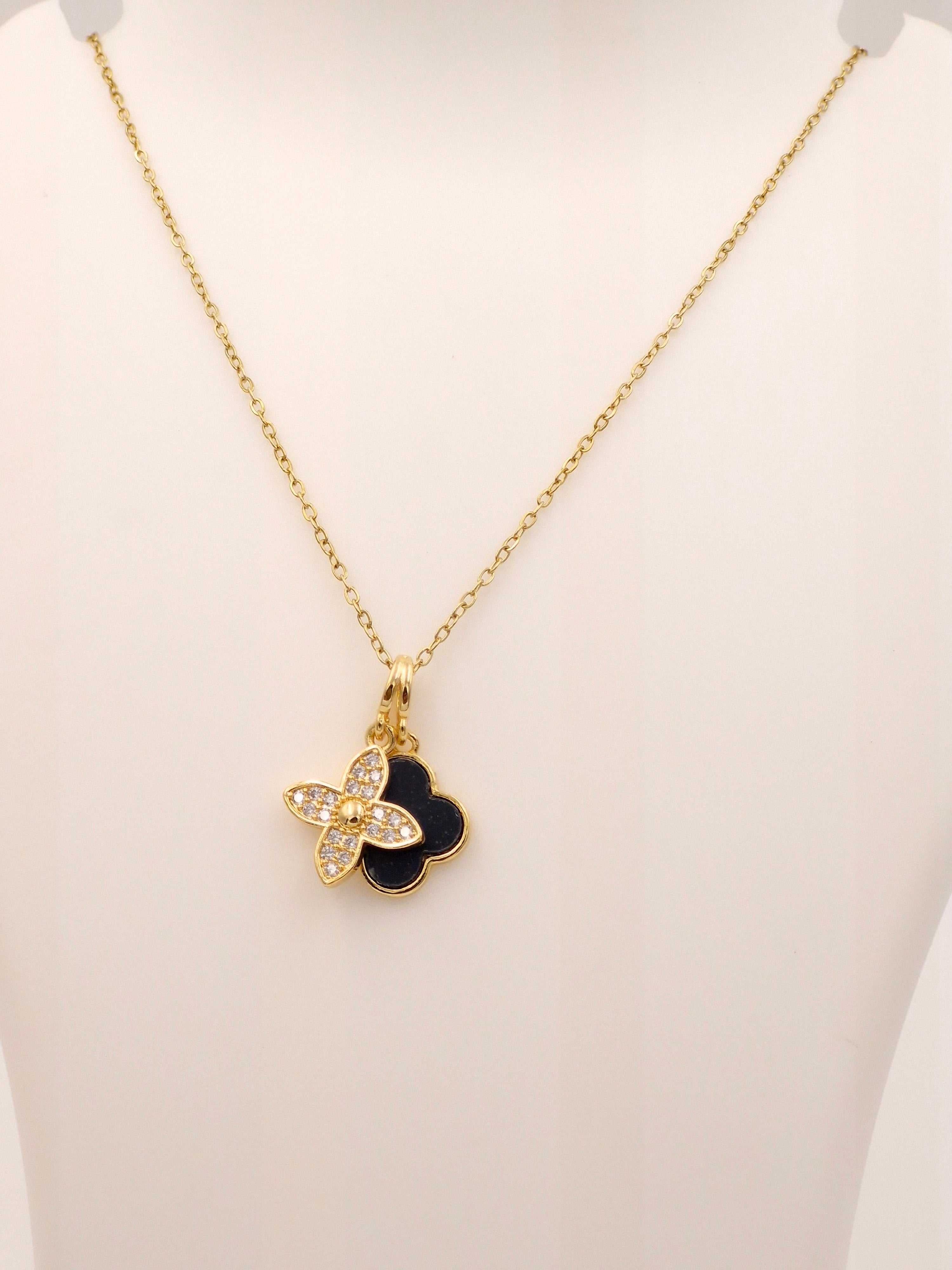 Iconic Black & Gold Clover Necklace | Anti-Tarnish Daily Wear